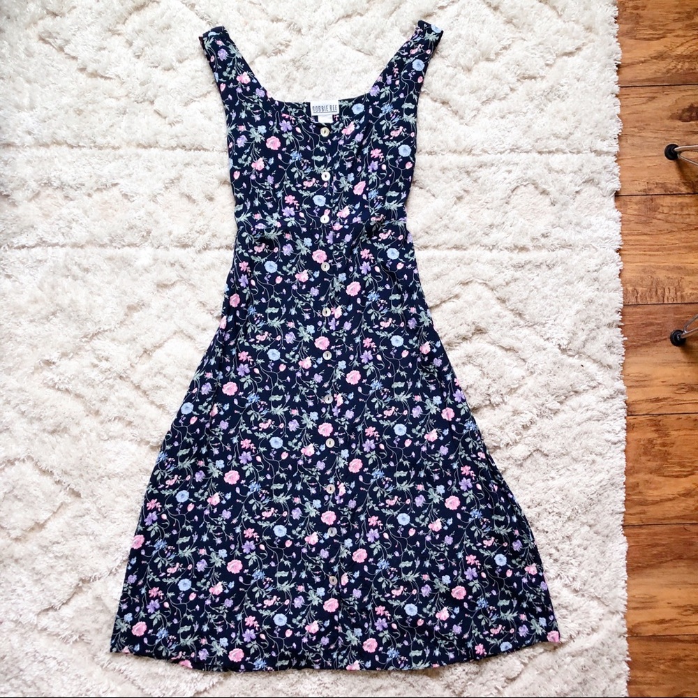Vintage Robbie Bee Women Floral Dress Button Down